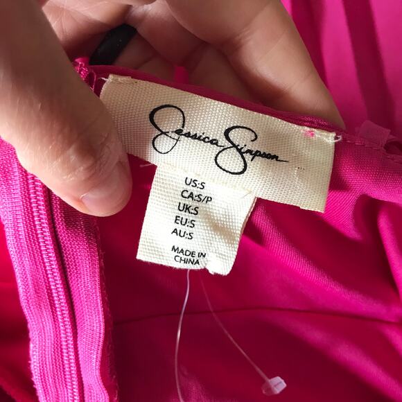 Jessica‎ Simpson Dress Womens Small Pink Pleated Flowy Twee Resort Belt Tie Bow - Picture 10 of 11